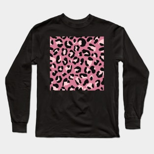 Black, Pink & Blush Pink Leopard Print Long Sleeve T-Shirt